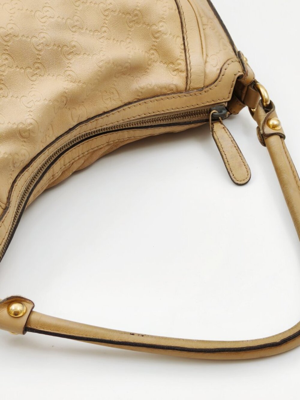 Gucci Guccissima Leather Hobo Shoulder Bag Beige Large Tote 282297 - Picture 6 of 15